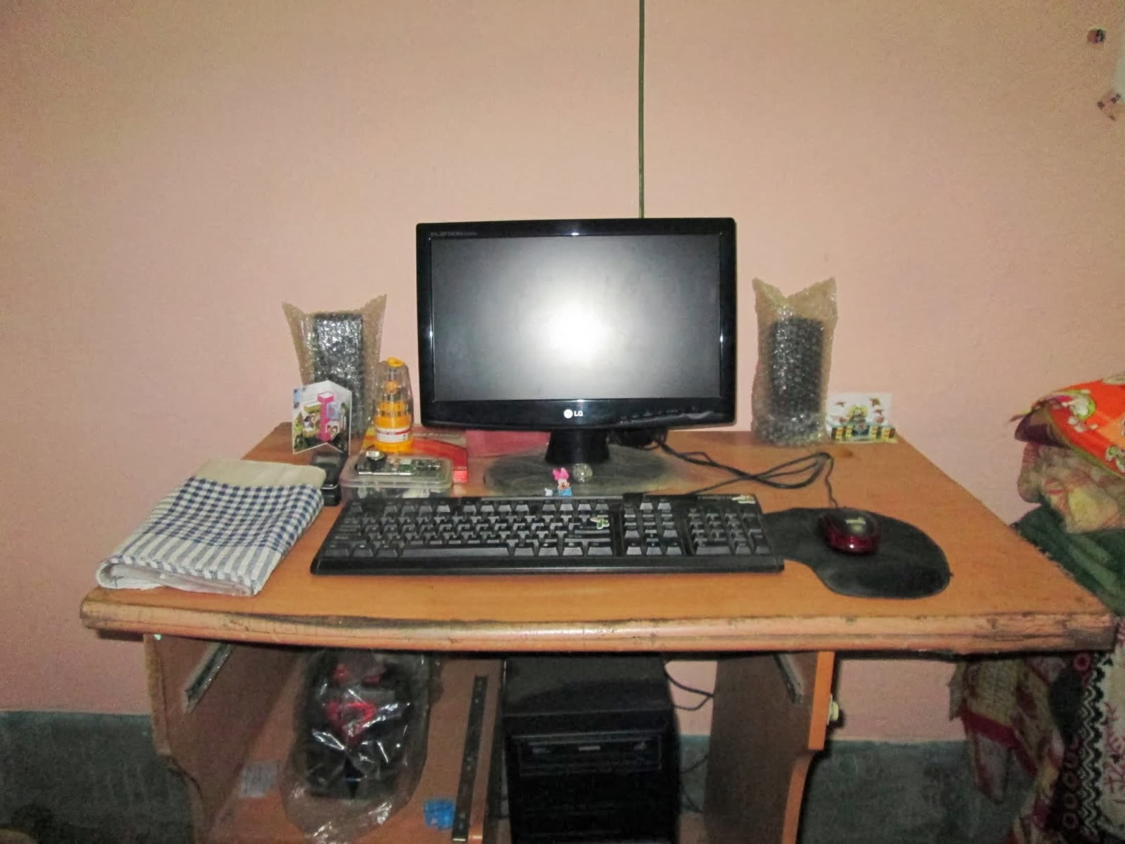 A broken table and a single core
